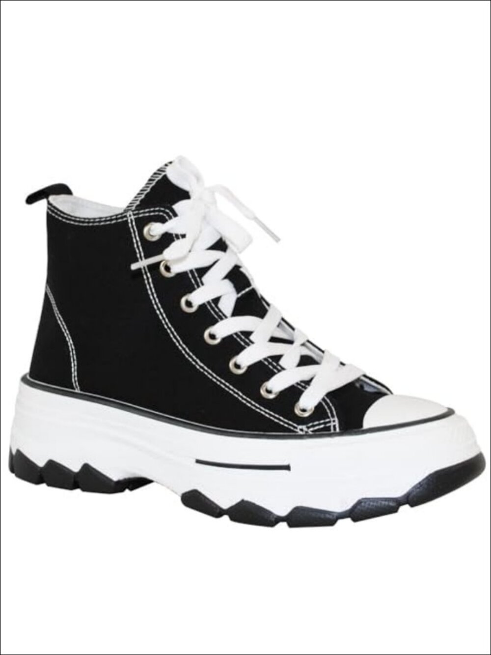 Platform Lace-Up Canvas Sneakers High-Top Rhinestone Cushioned Casual Walking